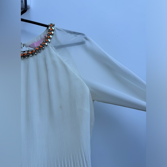 Ted Baker Lovina Bejeweled Accordion Pleated Long Sleeve Blouse Size 3 (US 8) - Picture 5 of 16